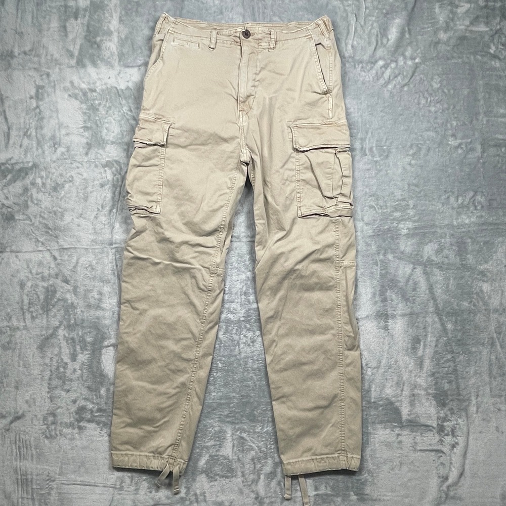 American Eagle Outfitters Mens Tan Cargo Pants Size 30x32 Relaxed Fit Utility